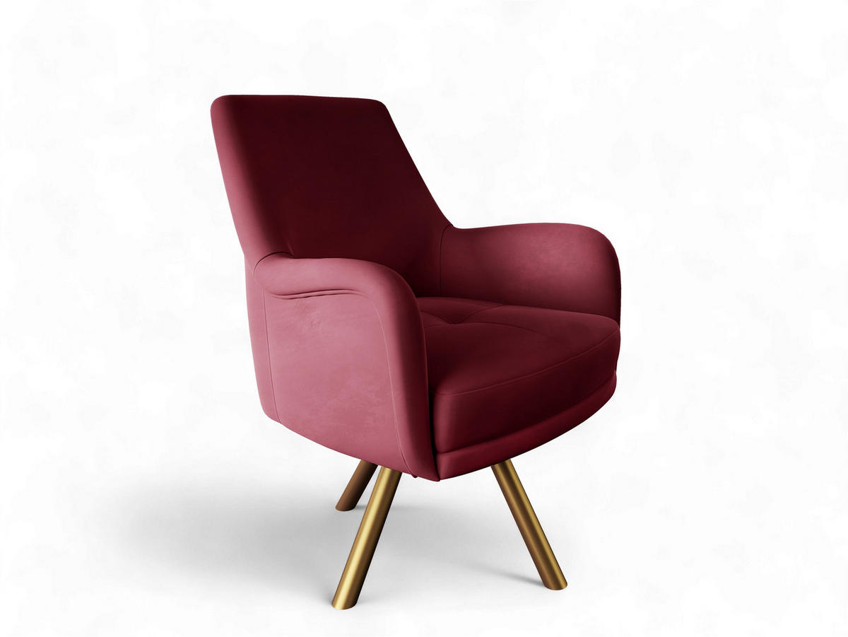SESSEL Valerie In Elisa Velvet - Rot, Holzwerkstoff/Textil (74/100/92cm) - Fun Möbel