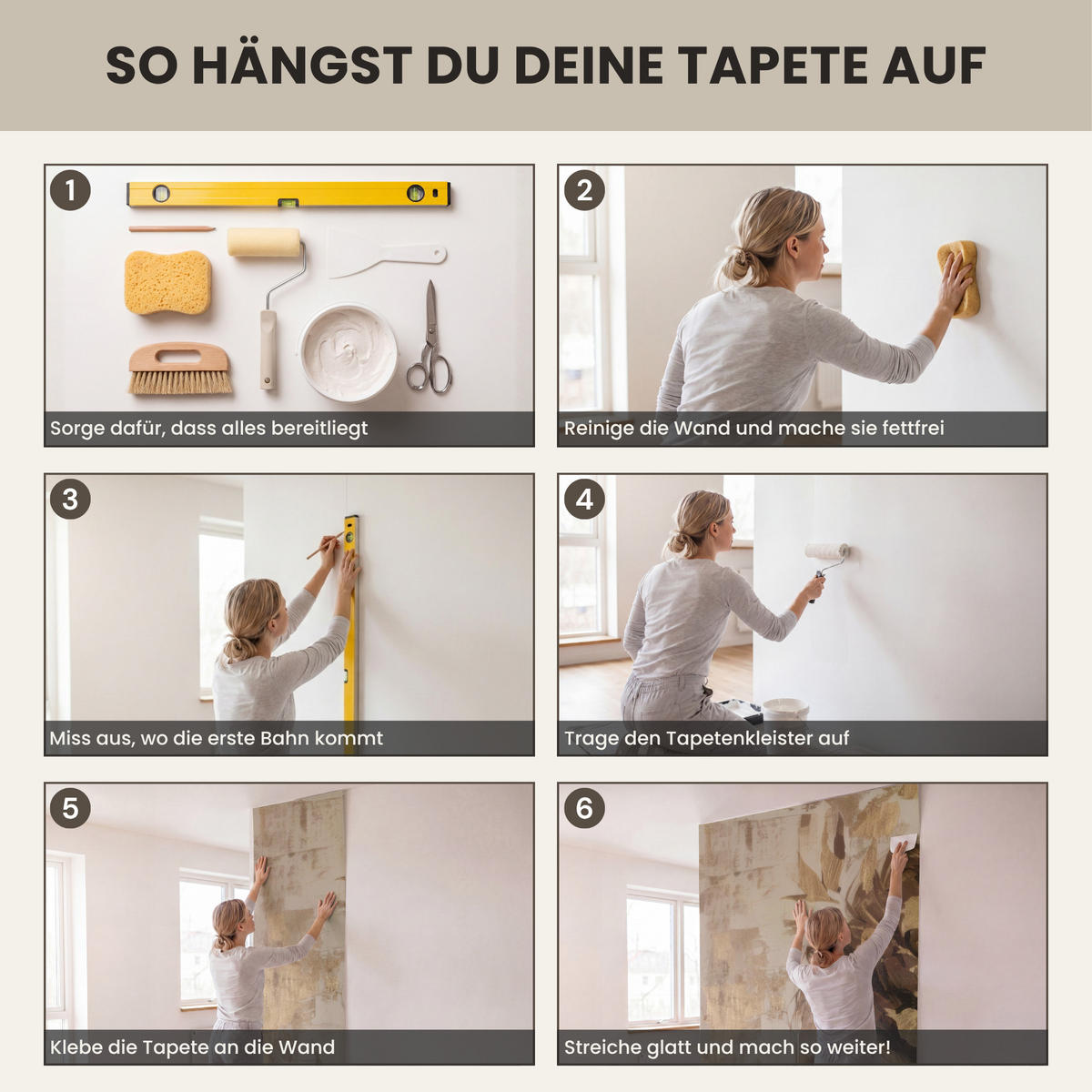TAPETE - Frau - Gold - Abstrakt - Textur - 180x260 cm - Goldfarben, Papier (180/260cm) - OnlyWow