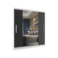 SCHWEBETÜRENSCHRANK Verona ME, Weiß/Schwarz Matt, 133 cm, mit Spiegel - Schwarz, Holz (133/216/60cm) - B BELINI GROUP