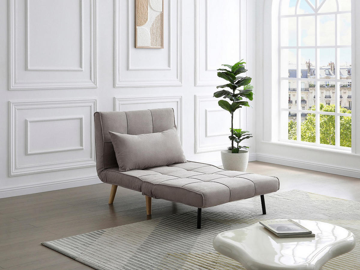 SCHLAFSESSEL - Stoff - Taupe - CHILA - Braun, Textil (90/83/82cm) - Vente-Unique