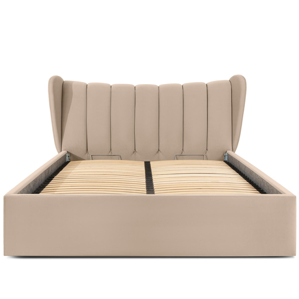 POLSTERBETT GIZO, Muschel-Design - Beige/Schwarz, Holz/Holzwerkstoff (182/204cm) - KONSIMO®
