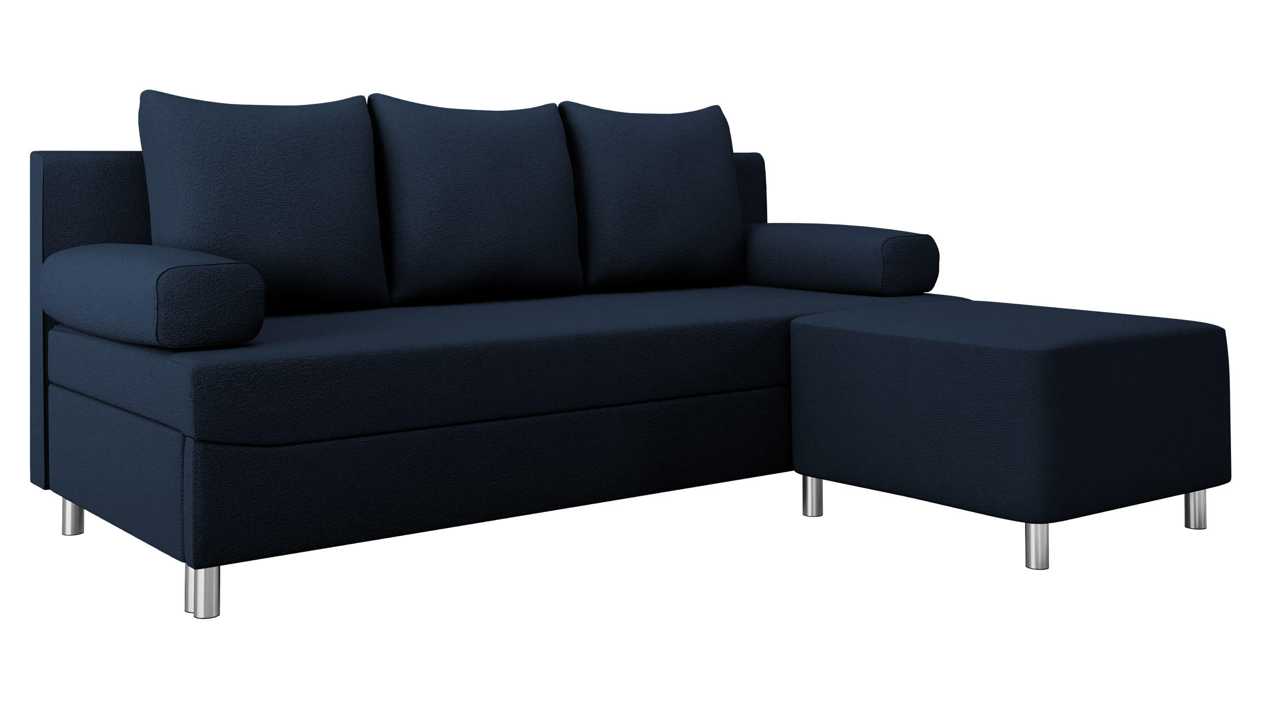 SCHLAFSOFA Dover mit Polsterhocker - Chromfarben/Blau, Holz/Kunststoff (192/80cm) - MIRJAN24