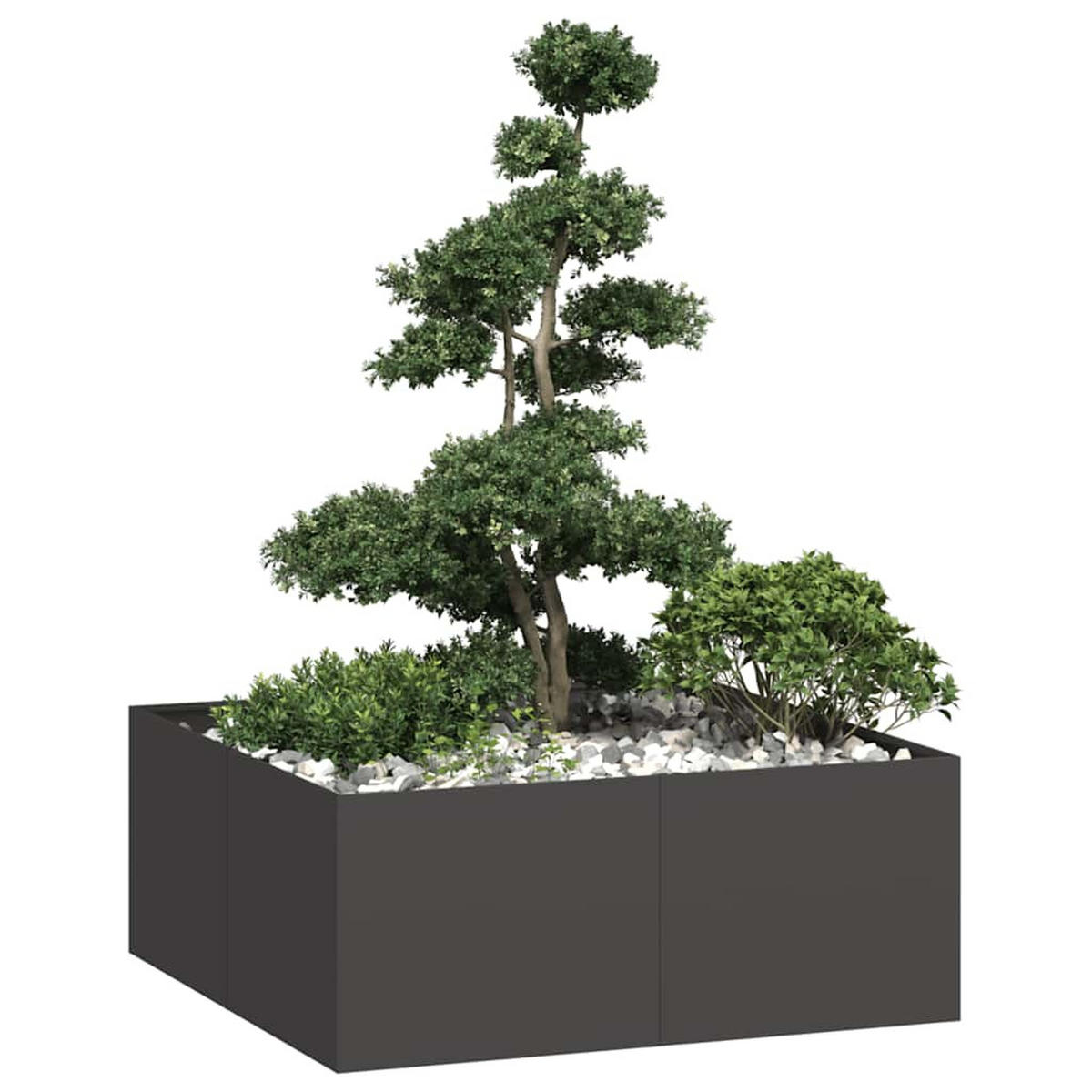 PFLANZKÜBEL Schwarz 100/100/40 Cm Stahl - Schwarz, Metall (100/40/100cm) - vidaXL