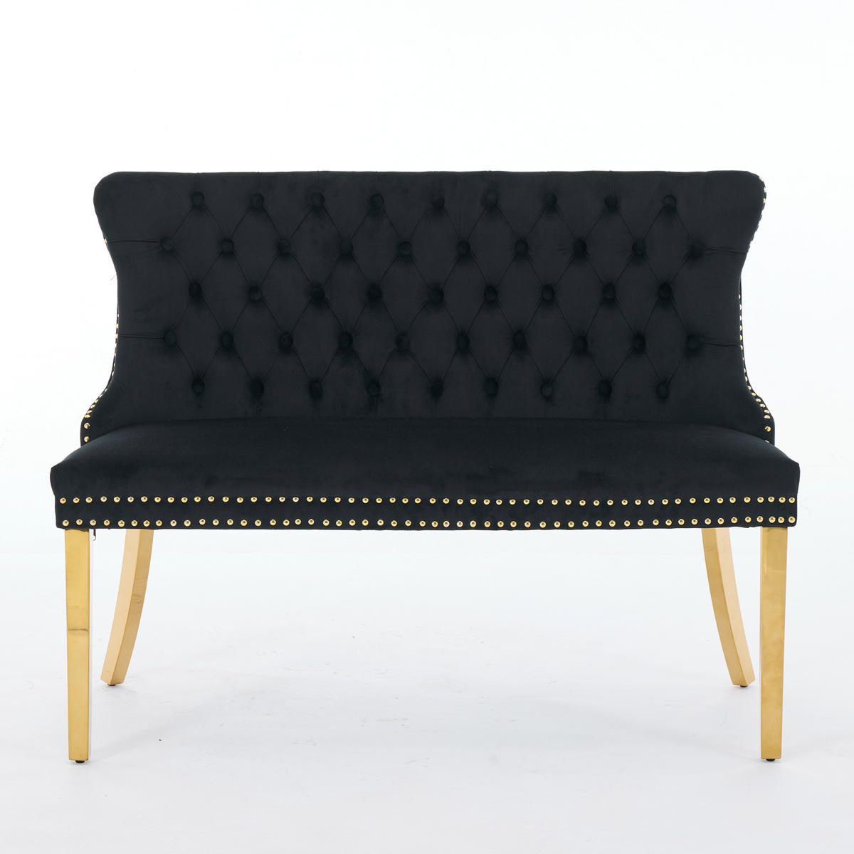 SITZBANK DE-36330 2-Sitzer mit goldenen Beinen Schwarz - Schwarz, Metall (116/89.5/58cm) - ComfortXL