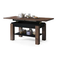 COUCHTISCH rechteckig Eiche dunkel - Schwarz ausziehbar höhenverstellbar - Dunkelbraun/Schwarz, Holzwerkstoff (68/110/59cm) - designimpex
