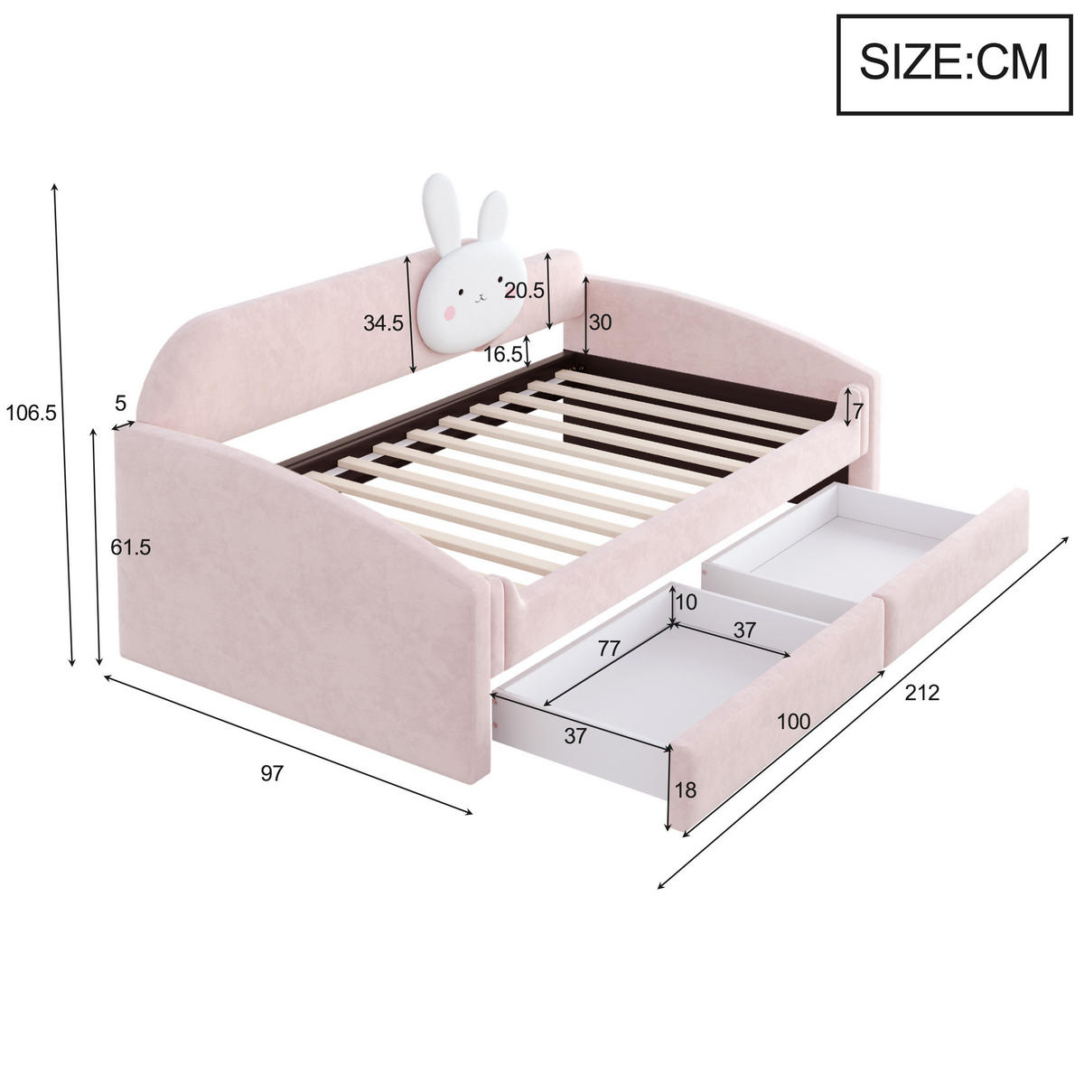 POLSTERBETT 90/200 cm aus Samt mit LED-Beleuchtung, Rosa - Pink, Textil (90/200cm) - OKMYHOME