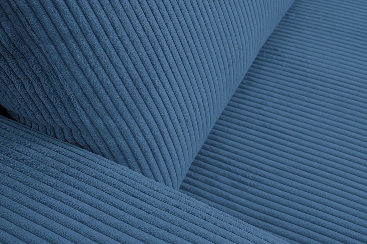 ECKSOFA Aspen in L-Form, Coach Farbe: Blau, Cordstoff, Ottomane Rechts - Blau, Textil (312/187cm) - VENASI MÖBEL