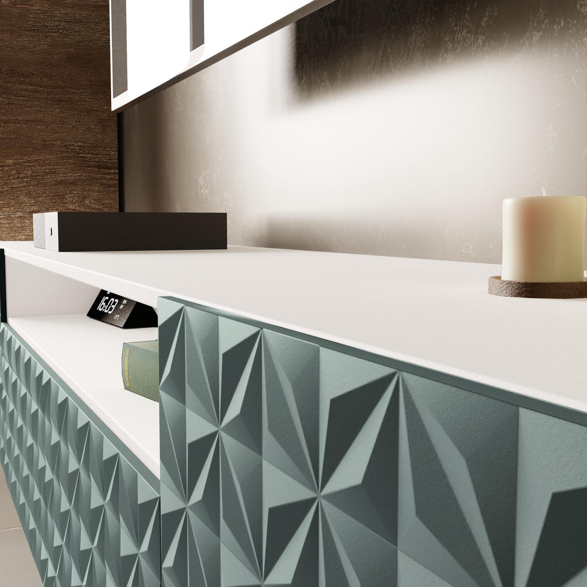 TV-SCHRANK CALI - Weiß/Grün, Holzwerkstoff (200/40/41cm) - Meblini