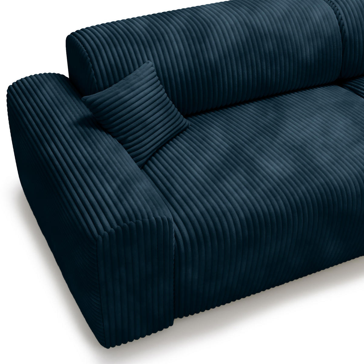 ECKSOFA mit Longchair - Cord - Blaugrau/Schwarz, Kunststoff/Textil (284/178cm) - home24