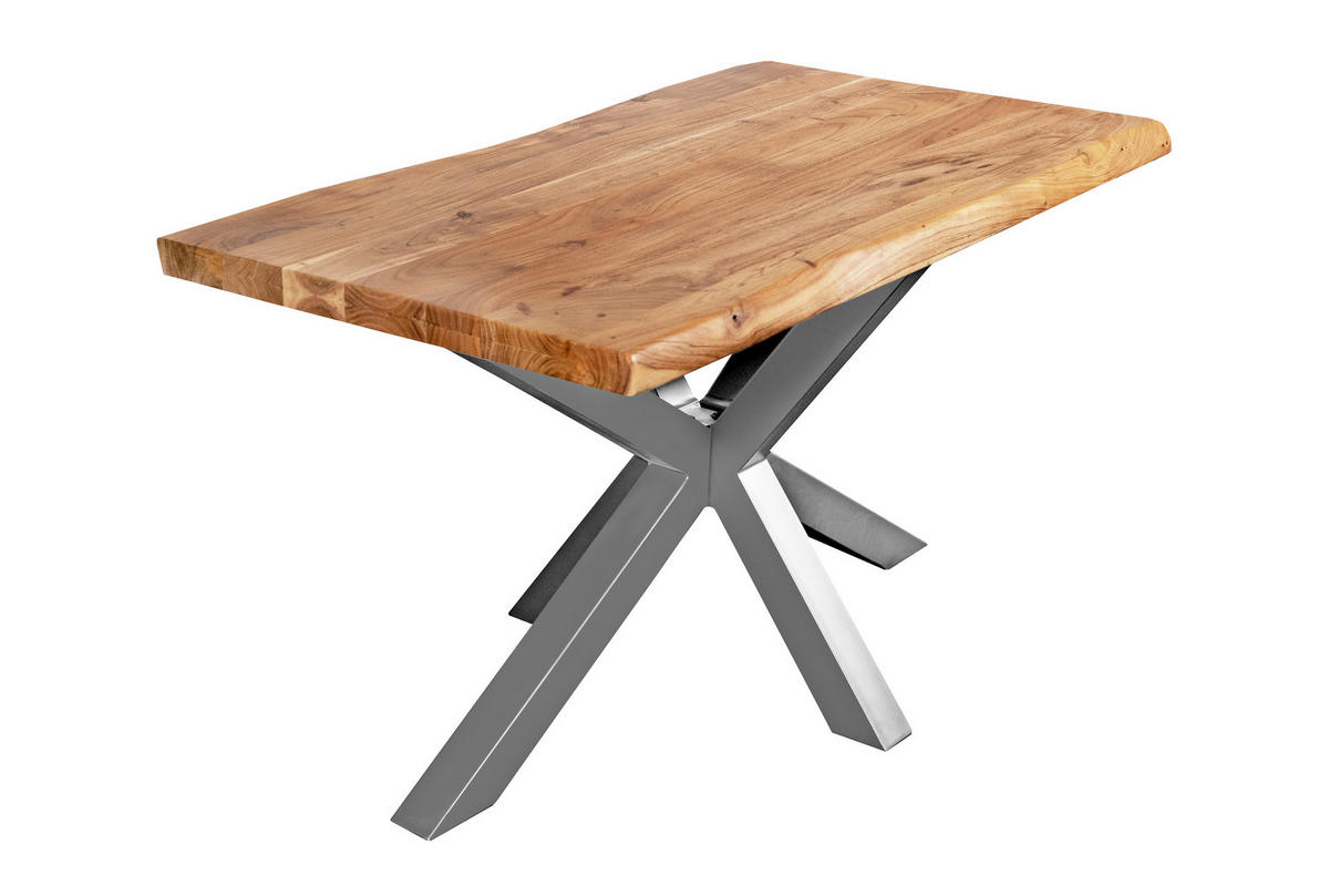 ESSTISCH CALI - Beige/Silberfarben, Holz/Metall (80/140/77cm) - SAM