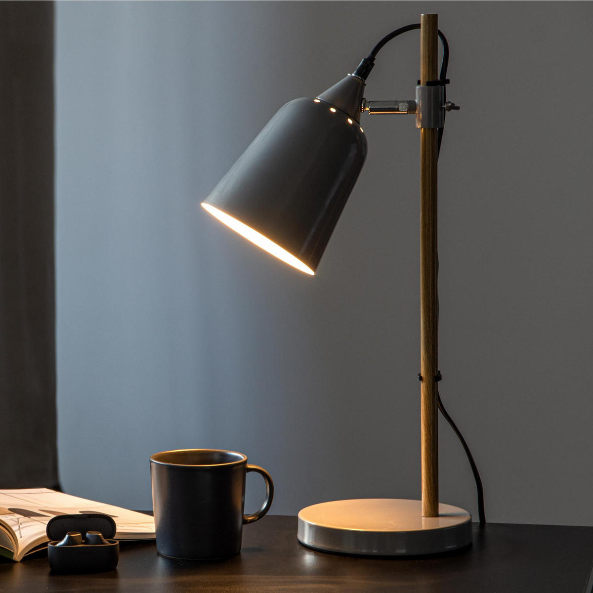 TISCHLAMPE HALI 2-er Set, Grau - Grau, Metall (16/16/49cm) - KONSIMO®