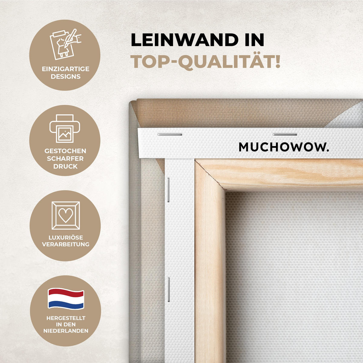 LEINWANDBILD Braun - Japandi - Abstrakt Deko Wohnzimmer 20x30 cm - Beige, Textil (20/30cm) - MuchoWow