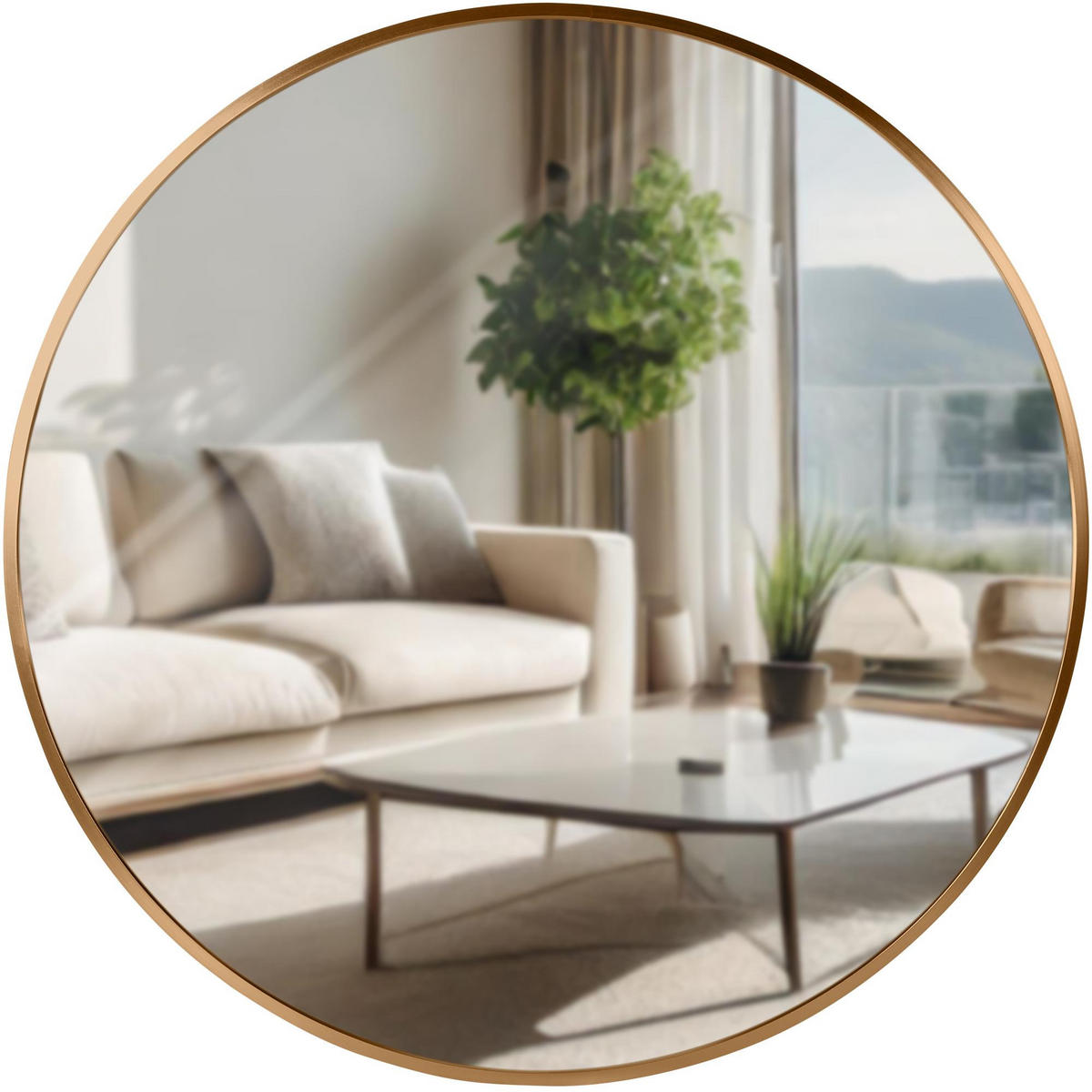 WANDSPIEGEL rund 60 cm Metall Gold Matt - Roségold, Metall (60/60/3cm) - CLP