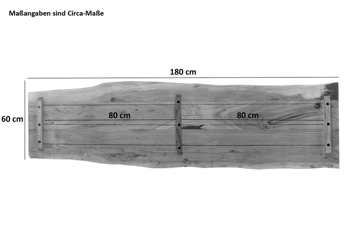 TISCHPLATTE CURT - Braun/Naturfarben, Akazienholz/Holz (60/180/3cm) - SAM