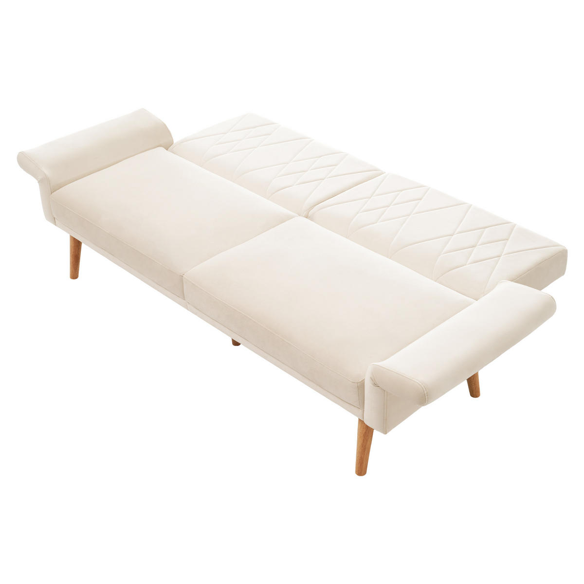 SCHLAFSOFA Samt mit verstellbarer Rückenlehne und Armlehnen Beige 180/75/82 cm - Beige, Textil (82/75/180cm) - Redom