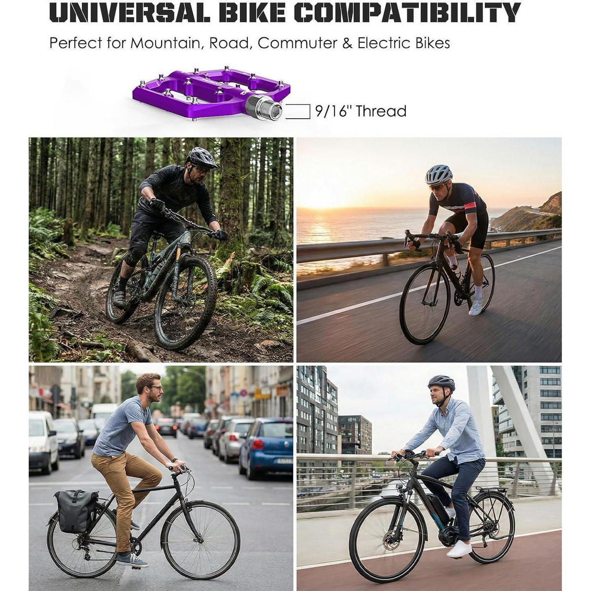 FAHRRADPEDALE MTB CNC-Aluminium Violett - Violett, Metall (98/1/125cm)