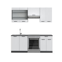 KÜCHENZEILE Fame-Line Weiß Landhaus/Anthrazit 200 cm ohne AP - Anthrazit/Creme, Holzwerkstoff (200/81.6/46cm) - Vicco