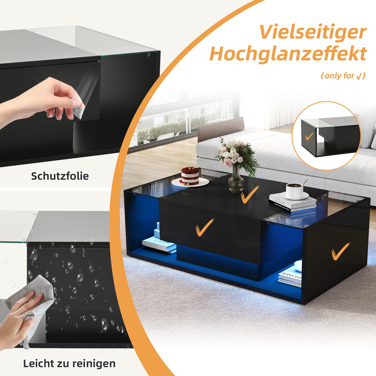COUCHTISCH Schwarz - Schwarz, Holzwerkstoff (100/50/31cm)