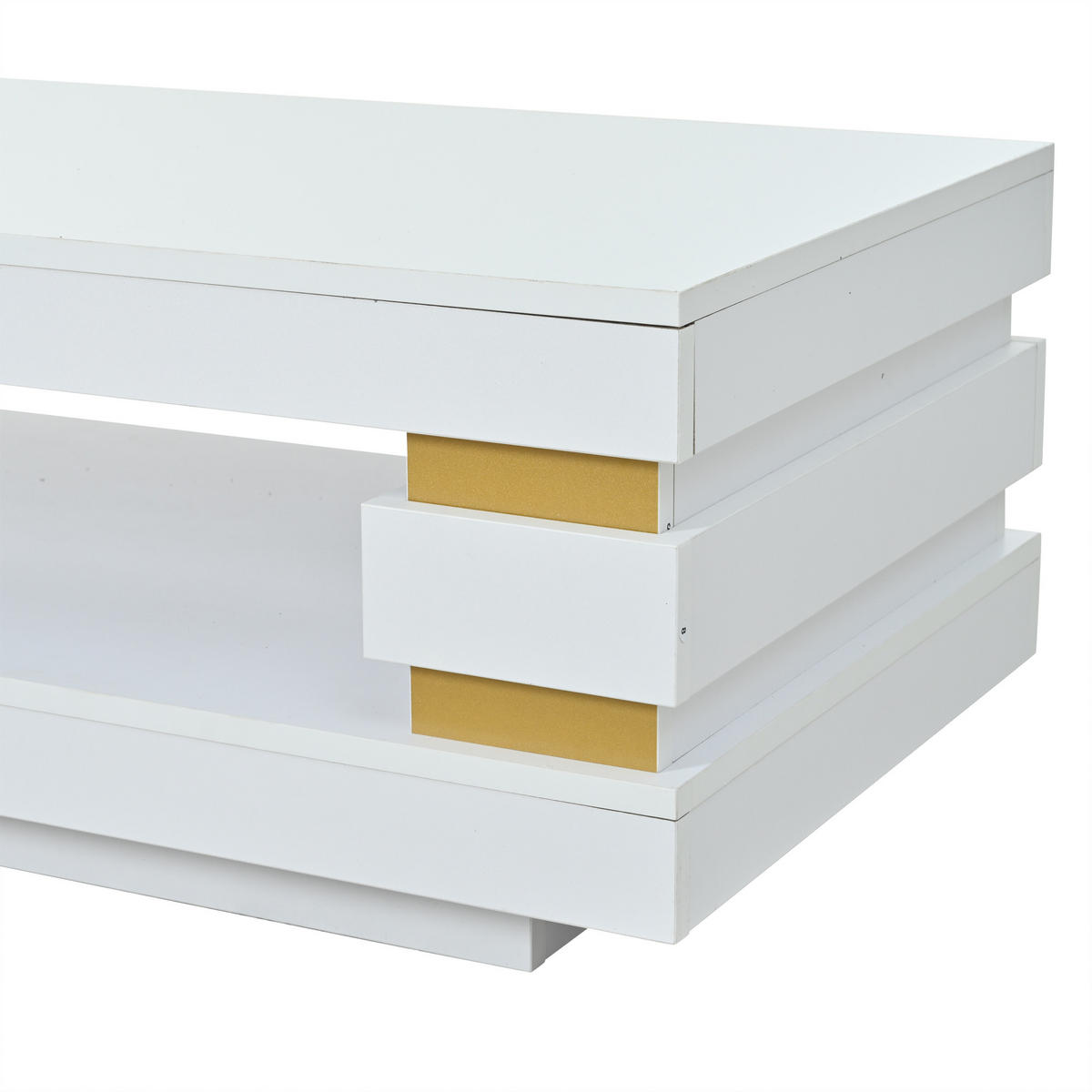 COUCHTISCH Weiß 100/50/35 cm mit LED-Beleuchtung - Weiß, Holzwerkstoff (50/100/35cm) - PANGIVO