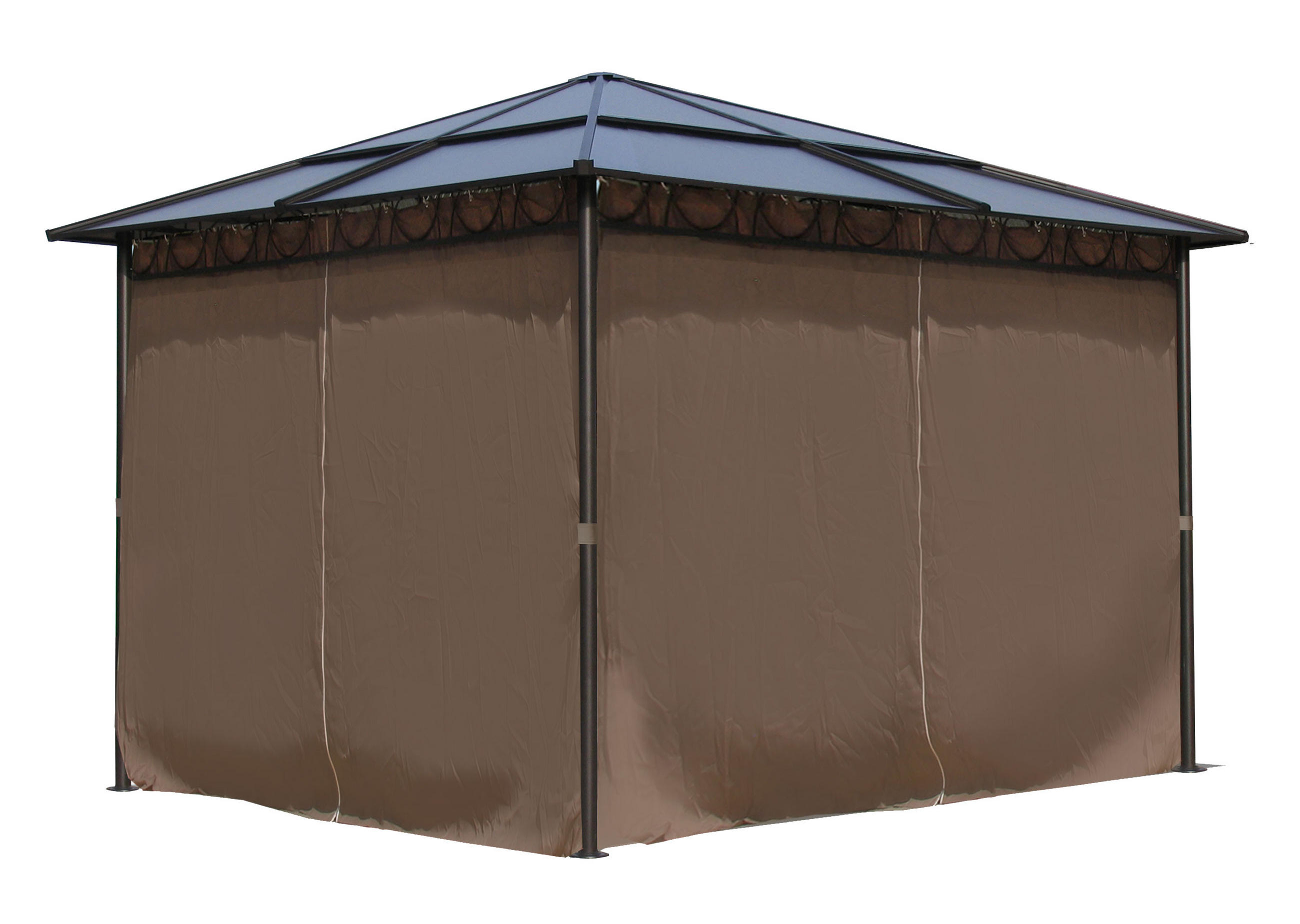 HARDTOP Pavillon 3x3m - Schwarz/Braun, Metall (300/263/300cm) - QUICK STAR
