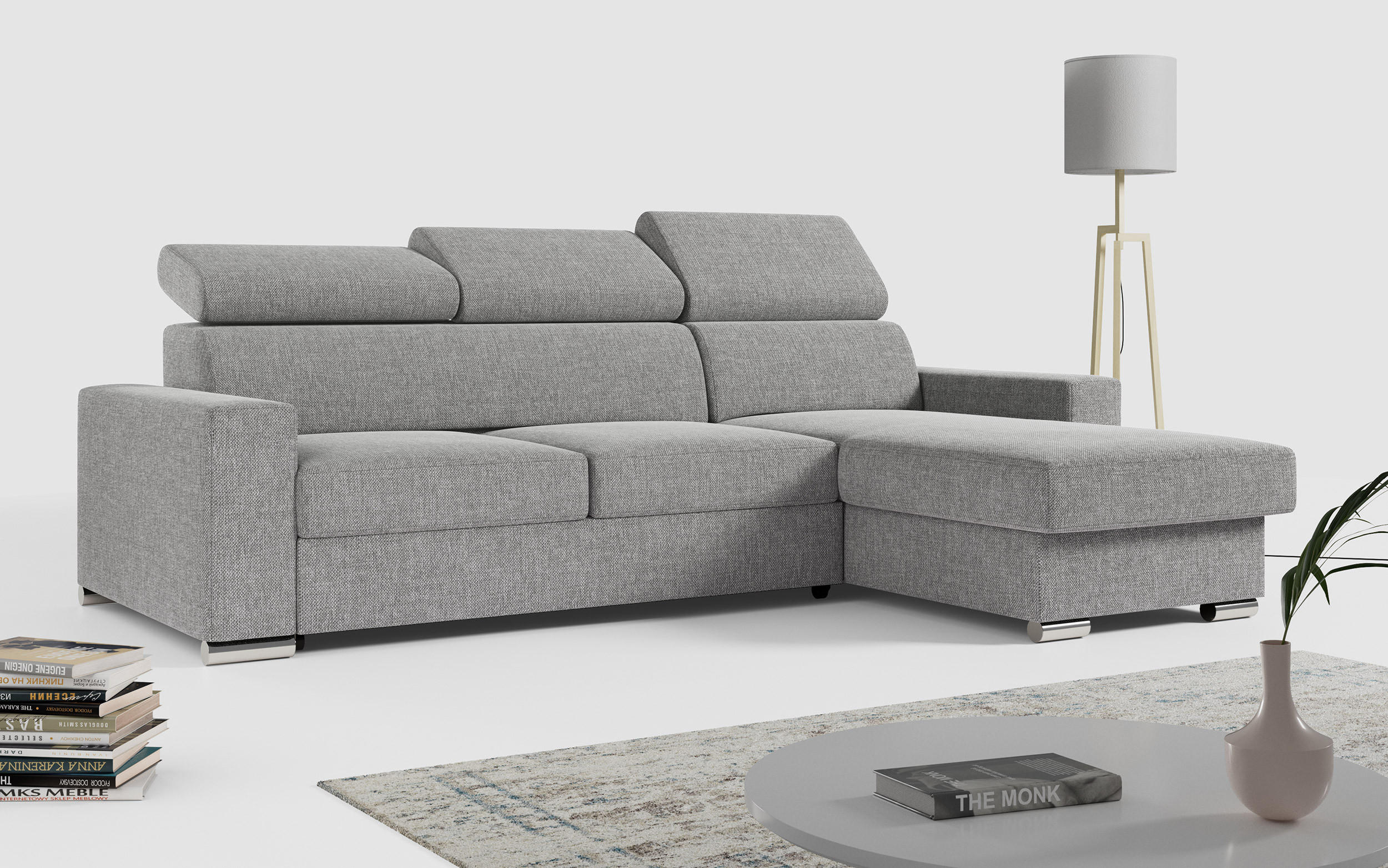 ECKSOFA FOX-L Grau - Silberfarben/Grau, Kunststoff/Textil (242/168cm) - MKS