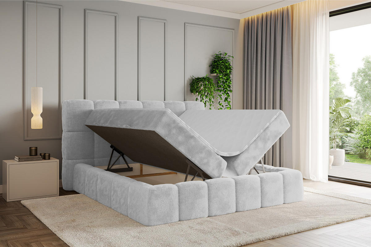 BOXBETT - AURI-H3 - 180x200 Hellgrau Lapitt - Greige, Holzwerkstoff (180/200cm) - ALTDECOR