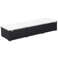 SONNENLIEGE mit Auflage Poly Rattan Schwarz - Schwarz, Holz (60/31/195cm) - furnicato