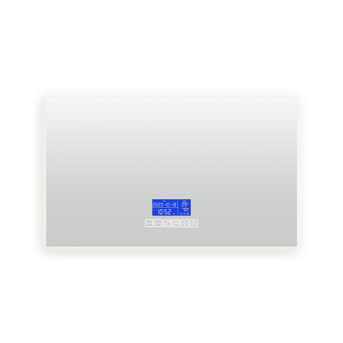 BADEZIMMERSPIEGEL mit LED, Rechteck 80 x 100 cm, Anti-Beschlag, Temperaturanzeige und 3 Anpassbare Helligkeit - Transparent, Glas (100/4/80cm)