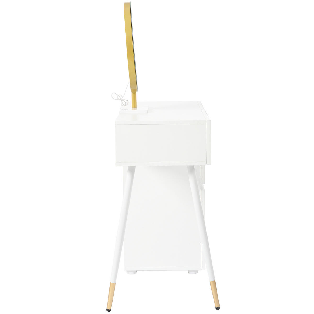 SCHMINKTISCH 100/40/127 cm mit LED-Spiegel, 5 Schubladen und flexiblem Seitenschrank, Weiß - Weiß, Holzwerkstoff (100/127/40cm) - Redom