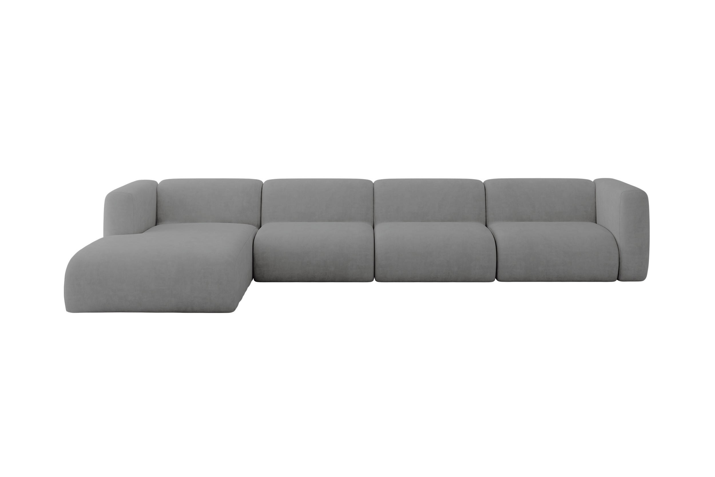 ECKSOFA Ottomane Links MIRA-L3 409x179x70 Grau Velours - Schieferfarben/Schwarz, Holzwerkstoff/Kunststoff (409/179cm) - ALTDECOR