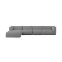 ECKSOFA Ottomane Links MIRA-L3 409x179x70 Grau Velours - Schieferfarben/Schwarz, Holzwerkstoff/Kunststoff (409/179cm) - ALTDECOR