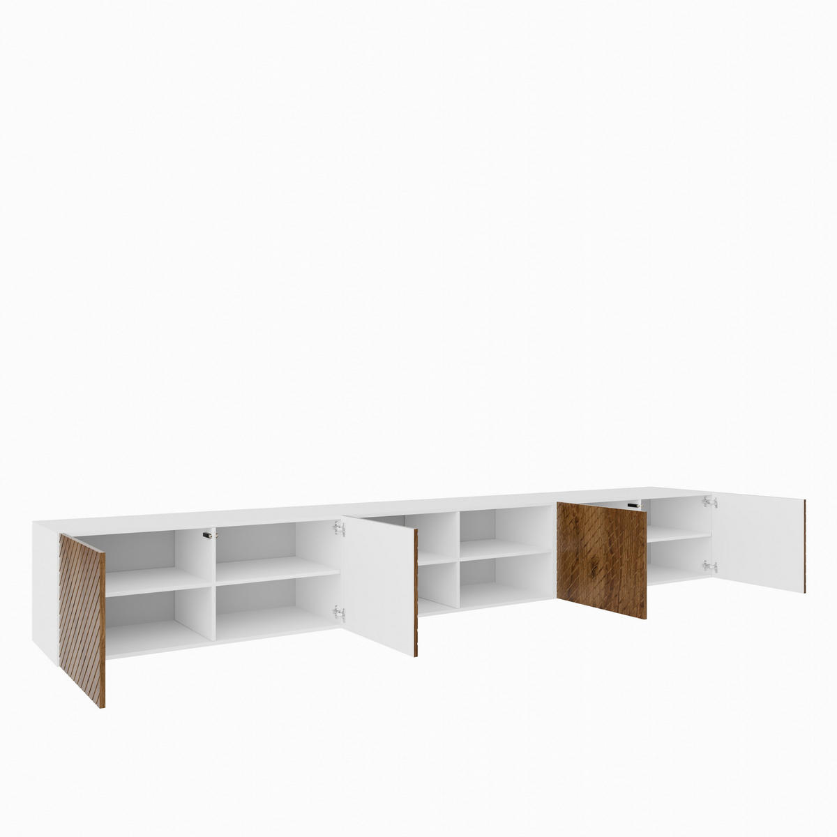 LOWBOARD CAVA 300/41/40 cm, Hängender TV-Schrank Weiß / Eichefarben - Eichefarben/Braun, Holzwerkstoff (300/41/40cm) - MASSENO