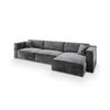 ECKSOFA TOLMO M Grau Velours-Stoff mit Schlaffunktion - Grau, Holz (347/148cm) - MASSENO