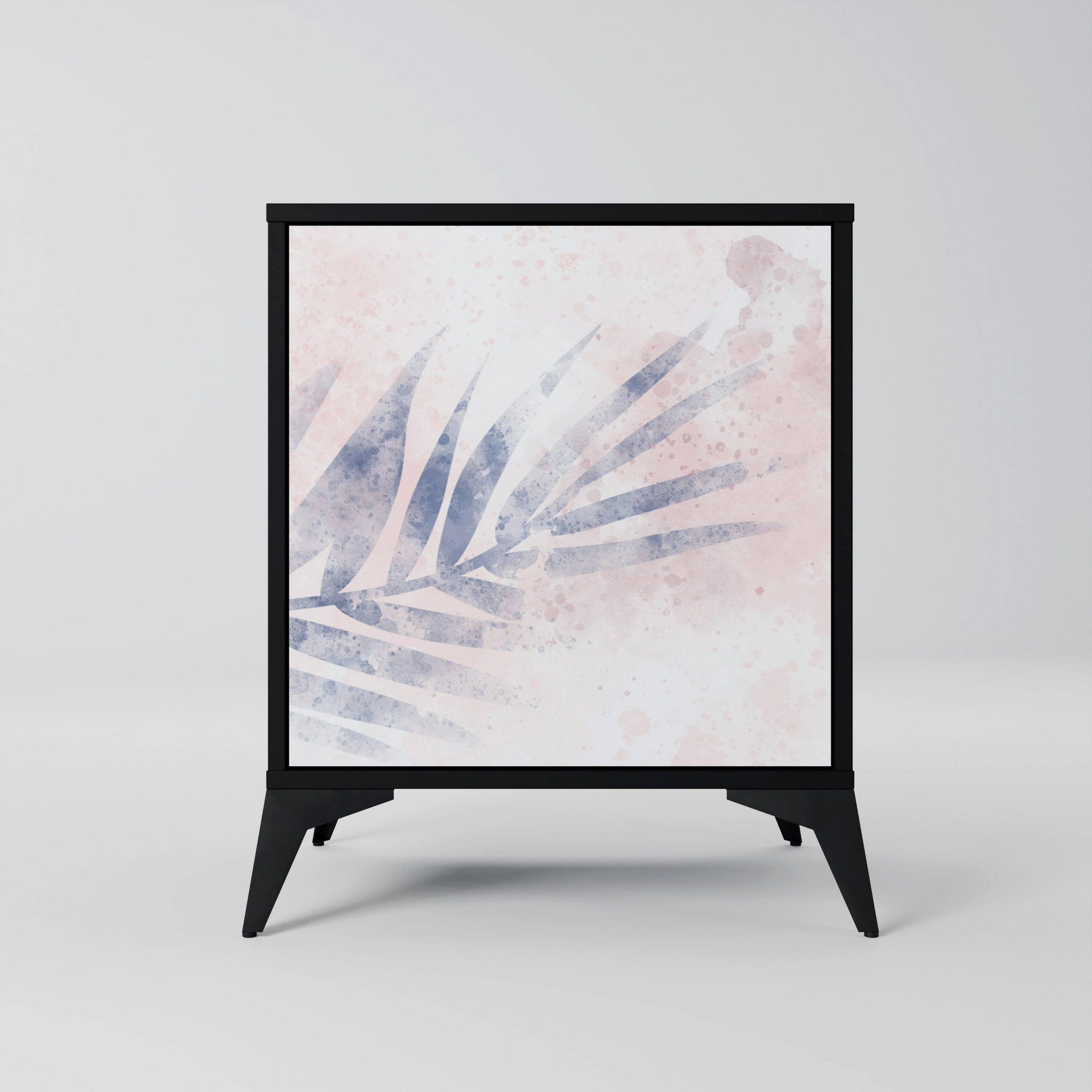 SIDEBOARD TIMELESS FLOAT, Schwarz, 57,5x42x70,5 cm, Schwarze Metall-Sternfüße - Multicolor/Schwarz, Holzwerkstoff/Metall (57.5/70.5/42cm) - SpaceRebels