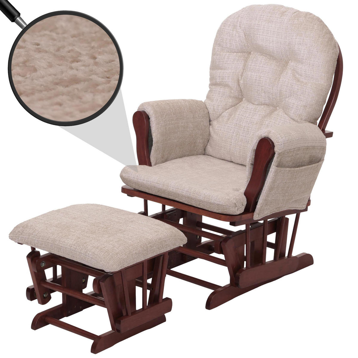 RELAXSESSEL Cremeweiß, Braun - Weiß/Braun, Textil (75/100/71cm) - MCW