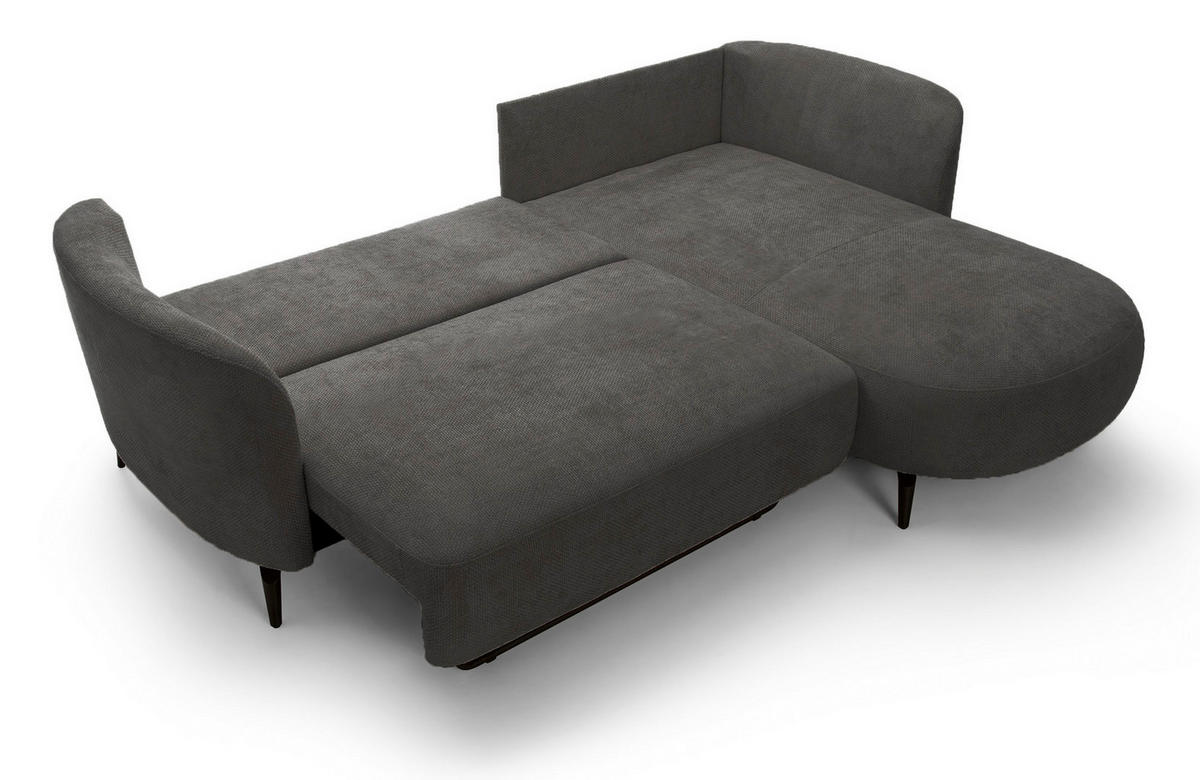 ECKSOFA auf Füßen Kendra 260 cm mit Schlaffunktion, Rechts, Dunkelgrau - Dunkelgrau, Holz (180/260cm) - Emporius