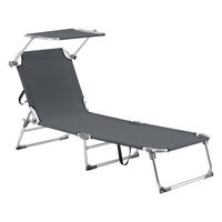 SONNENLIEGE Legorreta - Dunkelgrau, Textil/Metall (189/28/57cm) - [en.casa]