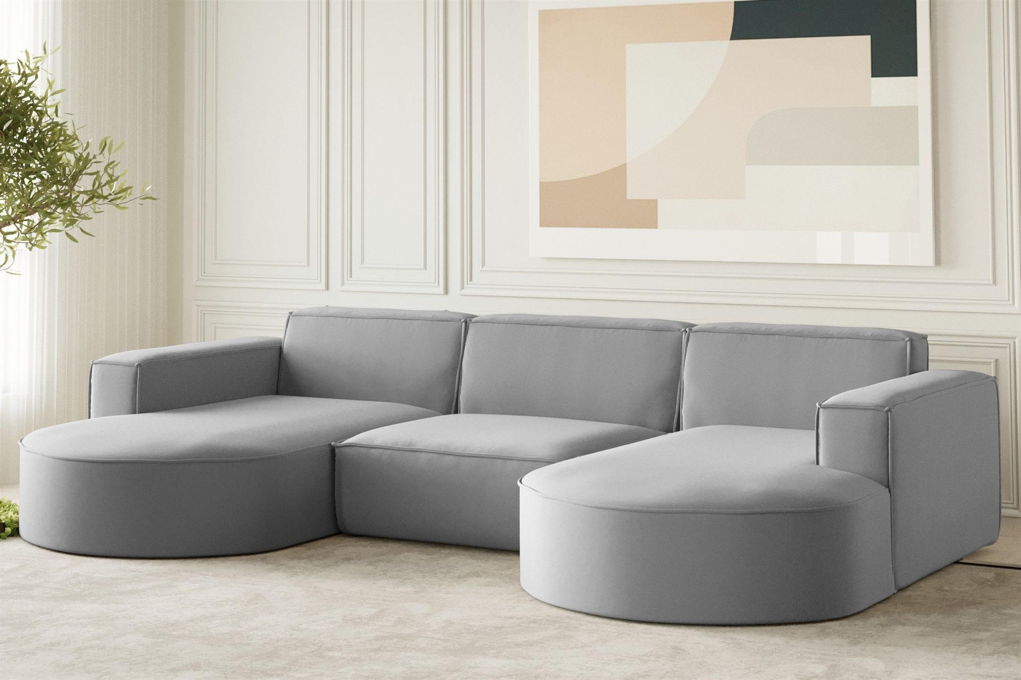 WOHNLANDSCHAFT Palma In Opera - Grau, Holzwerkstoff/Textil (299/78/165cm) - Fun Möbel