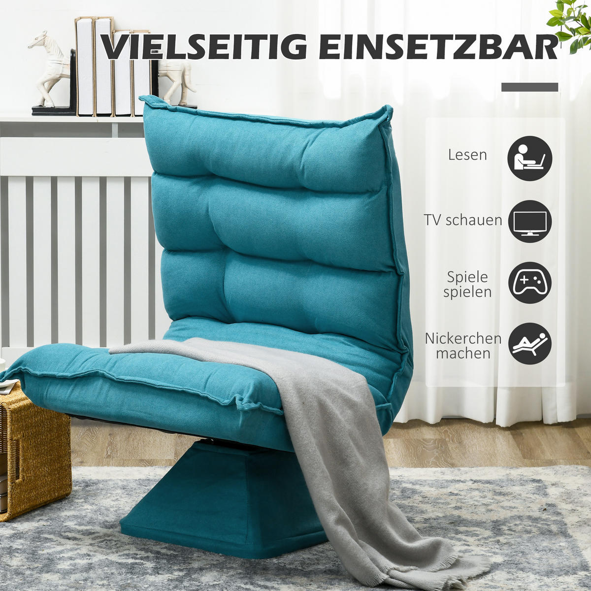 RELAXSESSEL Stahl, Samt, Blau - Blau, Metall (70/95/62cm) - HOMCOM