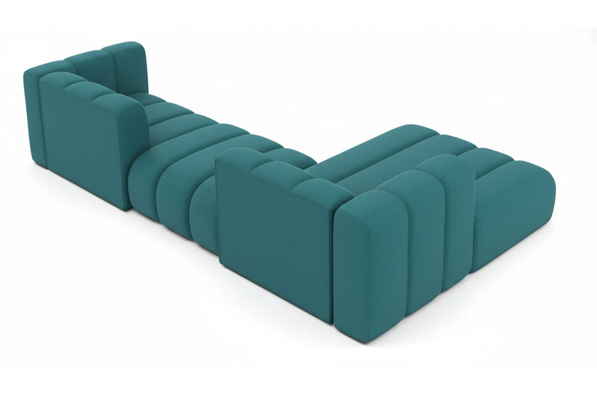 ECKSOFA L-Form Grand L 319 cm, Veloursstoff Salvador, Azurblau, Rechts - Blau, Holz (319/179cm) - Kaiser Möbel