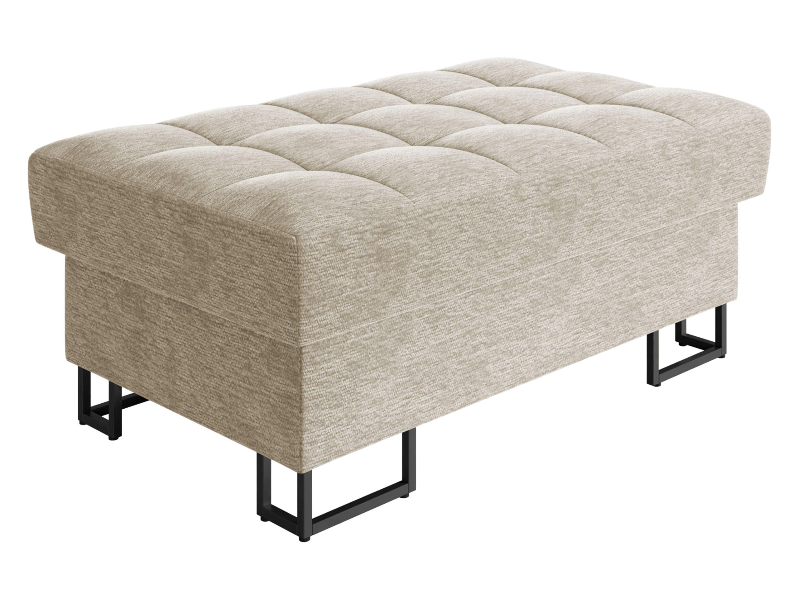 POLSTERHOCKER Laris - Champagner/Schwarz, Holz/Textil (106/44/67cm) - MIRJAN24