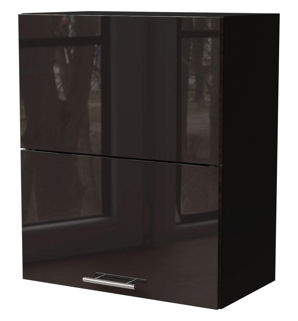 HÄNGESCHRANK Essen W8B/60-AV Schwarz / Schwarz Hochglanz 60 / 32,5 / 72cm - Schwarz Hochglanz/Schwarz, Holz/Holzwerkstoff (60/72/32.5cm) - Feldmann-Wohnen