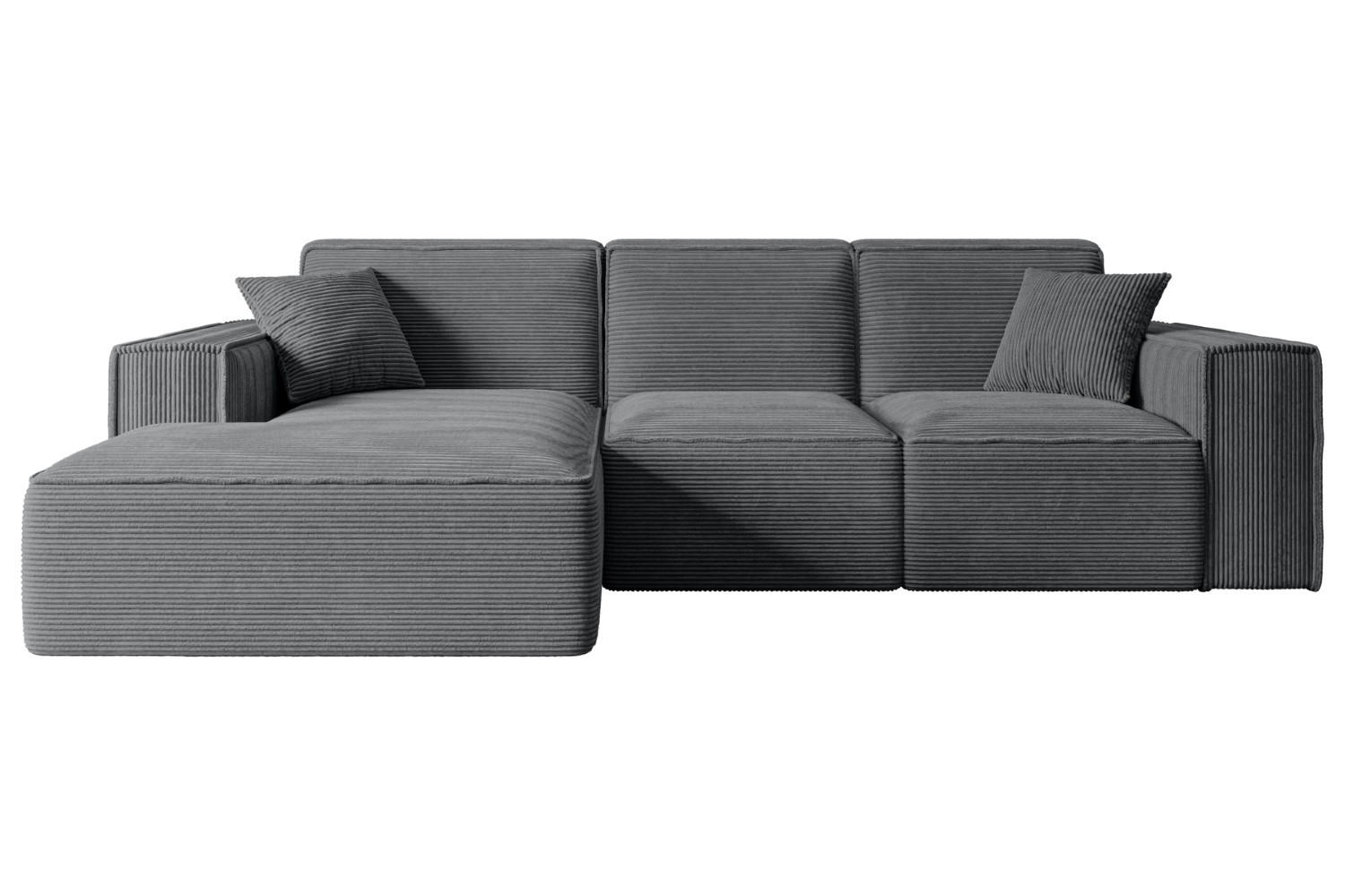 ECKSOFA Ottomane Links SERRA-L - 266x165x73 cm Dunkelgrau Cord - Dunkelgrau/Schwarz, Holzwerkstoff/Kunststoff (165/266cm) - ALTDECOR