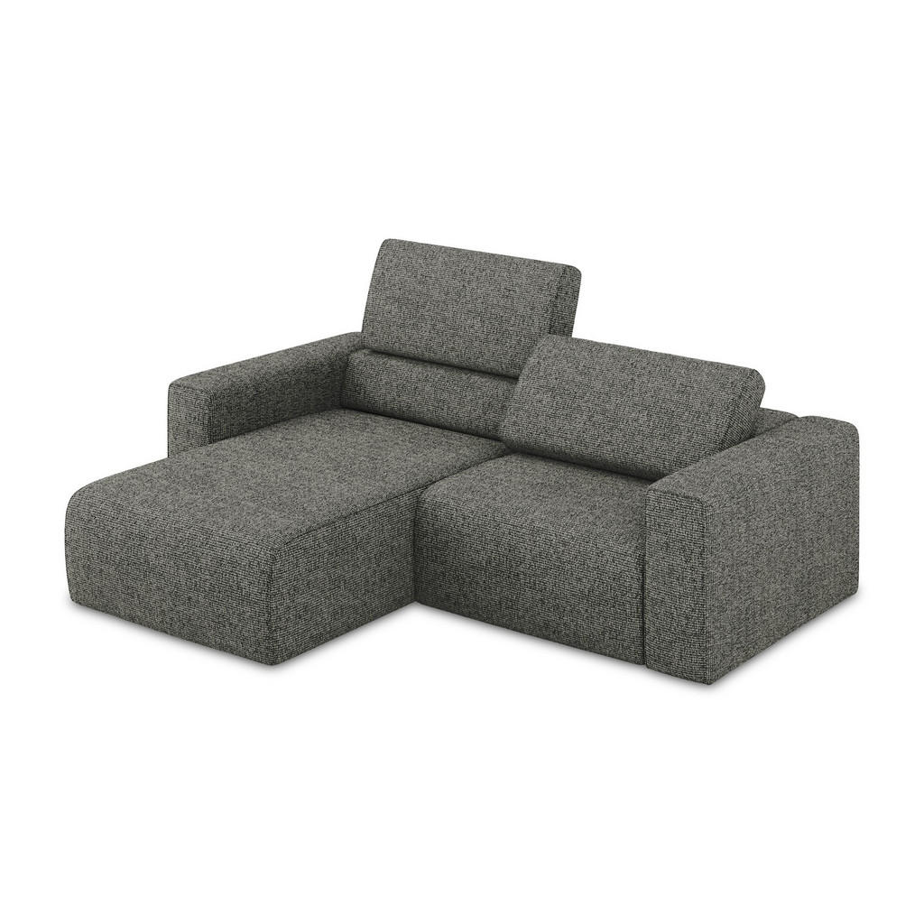 Thumbnail - Makamii Ecksofa, Dunkelgrau, Textil, 3-Sitzer, Füllung: Schaumstoff, L-Form, Ottomane links, 224x167 cm, Made in EU, Woh...