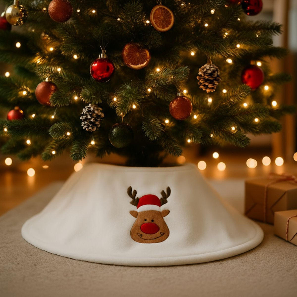 Thumbnail - Home Styling Collection Weihnachtsbaumrock, Weiß, Rot, Textil, 25 cm, Dekoration, Weihnachtsdekoration, Weihnachtsbäume ...