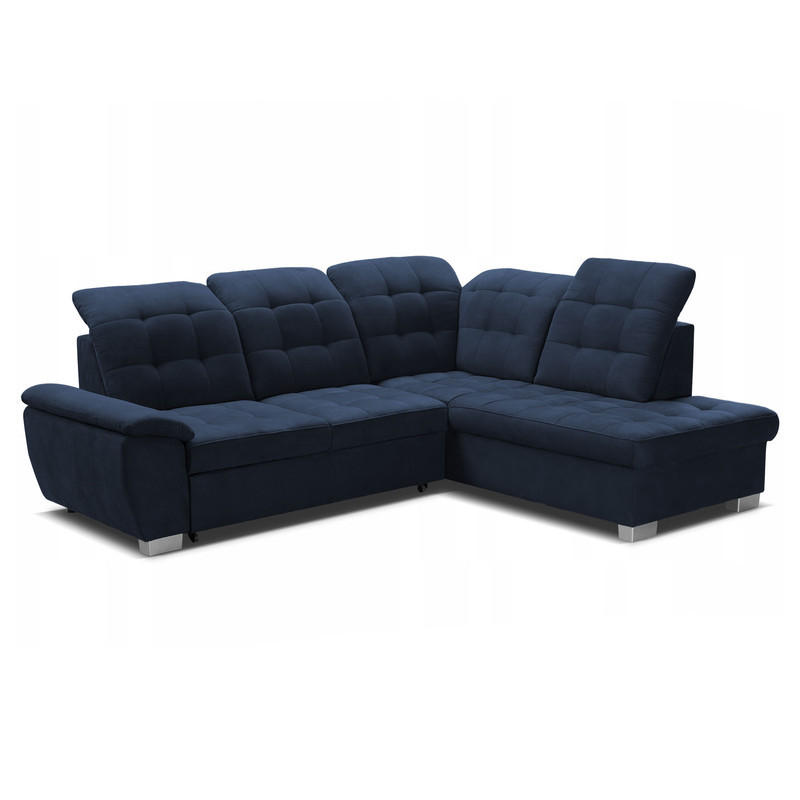 ECKSOFA LENO Rechts, mit Schlaffunktion und Bettkasten, Marineblau - Dunkelblau, Kunststoff/Textil (261/220cm) - Idohome