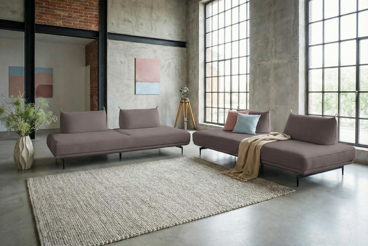 ECKSOFA CANE Violett Webstoff - Violett/Schwarz, Textil/Metall (310/210cm) - KAWOLA