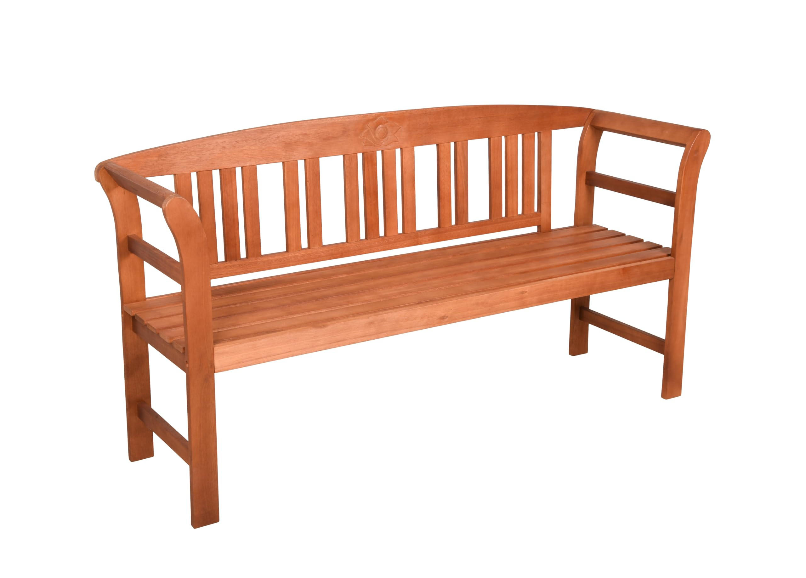 GARTENBANK Lucern 3-Sitzer mit Rose Terrassenbank - Braun, Holz (157/82.5/45cm) - DELUKE