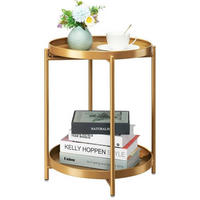 BEISTELLTISCH rund Gold 2 Ebenen abnehmbar - Goldfarben, Metall (43.5/43.5/54cm)