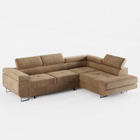 ECKSOFA VEMO EDGE Rechts Braun Velour-Stoff mit Bettkasten und Schlaffunktion - Dunkelbraun, Textil (270/200cm) - Barchello